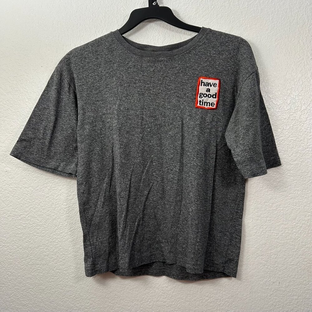have a good time Embroidered Patch Slouchy Drop Shoulder T-Shirt